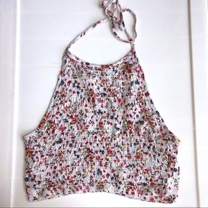 Urban Outfitters: Halter Backless Floral Crop Top